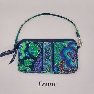 Vera Bradley Wristlet Clutch In The Retired Blue Rhapsody Paisley Floral Pattern